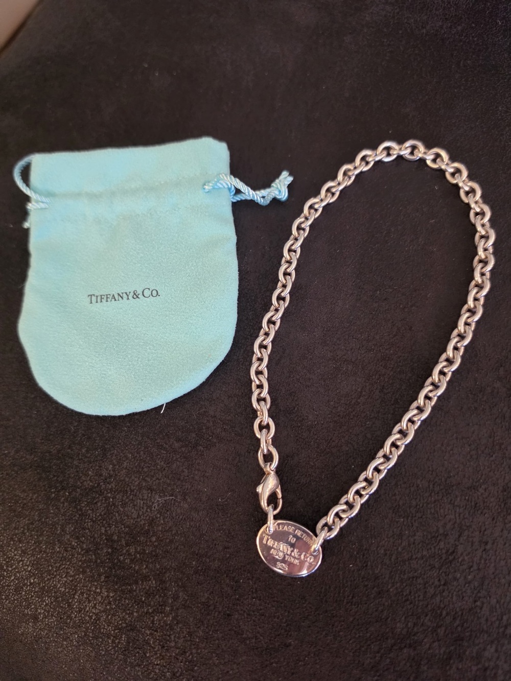Tiffany & Co. Silver Chain Necklace with Oval Tag